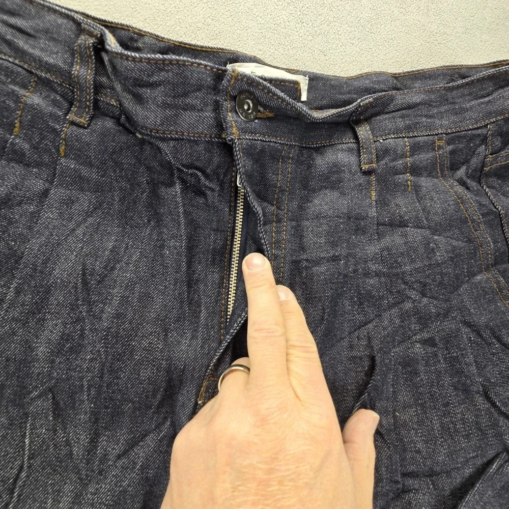 Beslow Jeans Mens Blue Selvedge Baggy Wide Leg Y2K Skater Hip Hop Fits 34x28